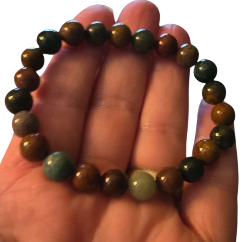 Ocean Jasper Natural Stone Beaded Bracelet - Picture 3 of 4